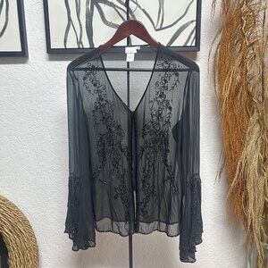 Newport News Vintage Black Beaded Silk jacket Size 16
